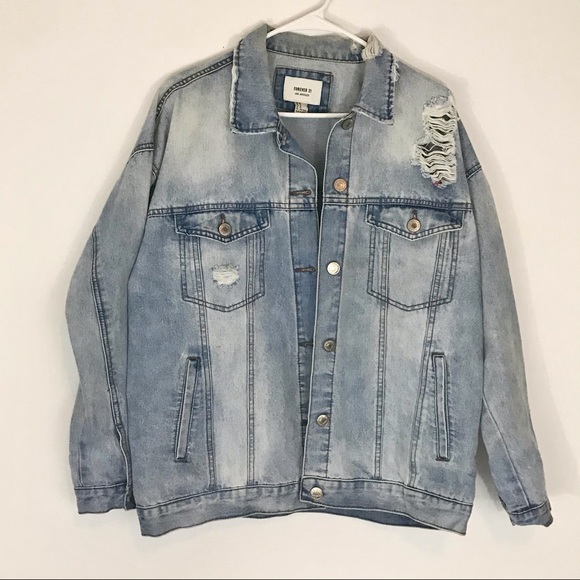 ‼️SOLD‼️ DISTRESSED DENIM JACKET, FOREVER 21 - Picture 4 of 5